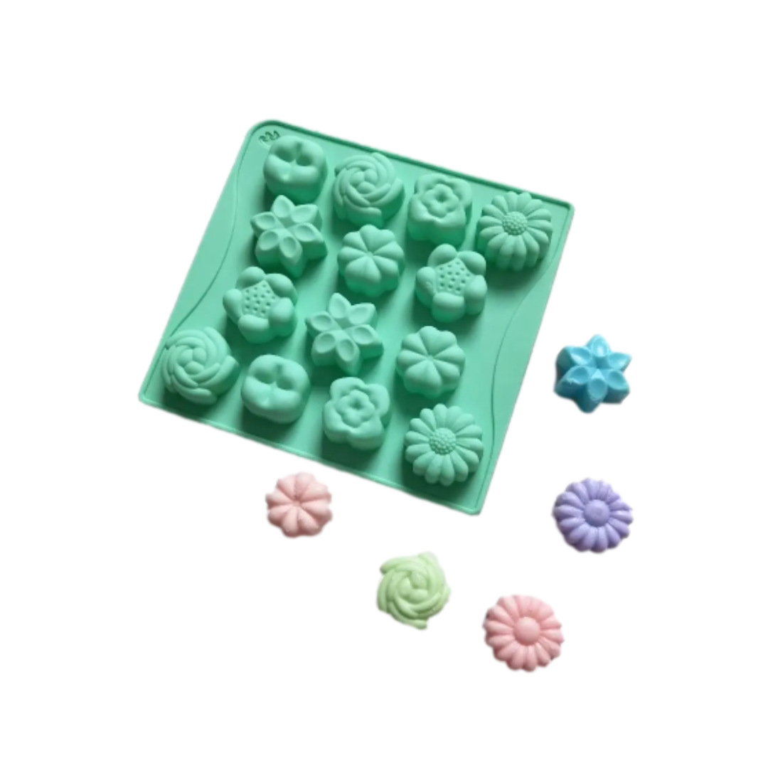 Molde silicón flores x14