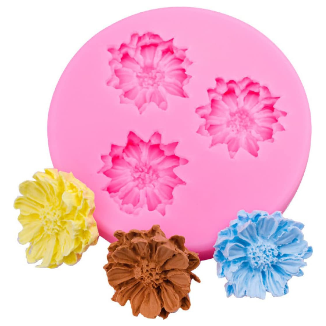 Molde silicon mini flor crinsantemo x3