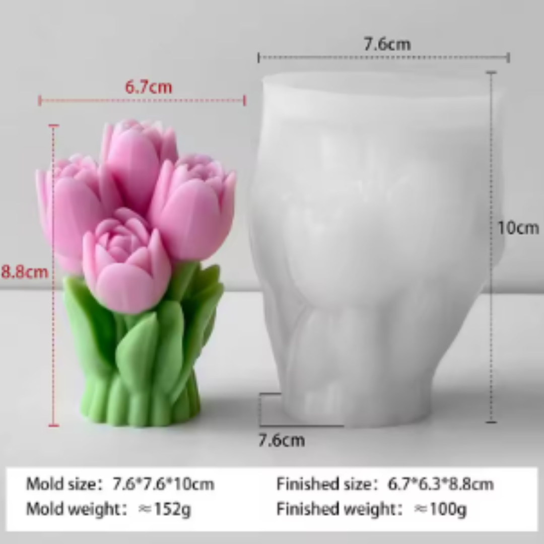 Molde silicon vela ramo tulipan 002