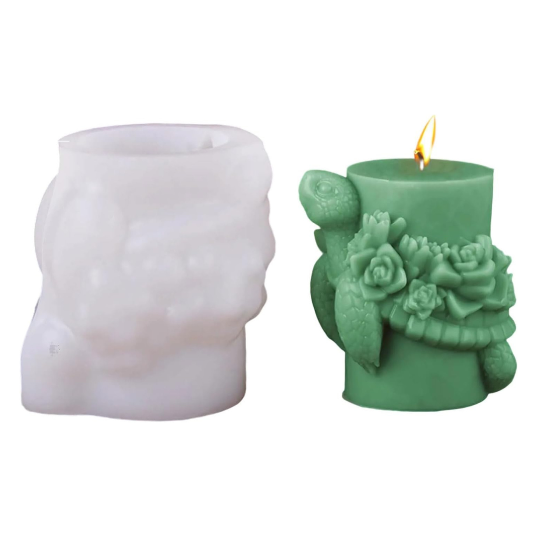Molde silicon vela tortuga flores 002