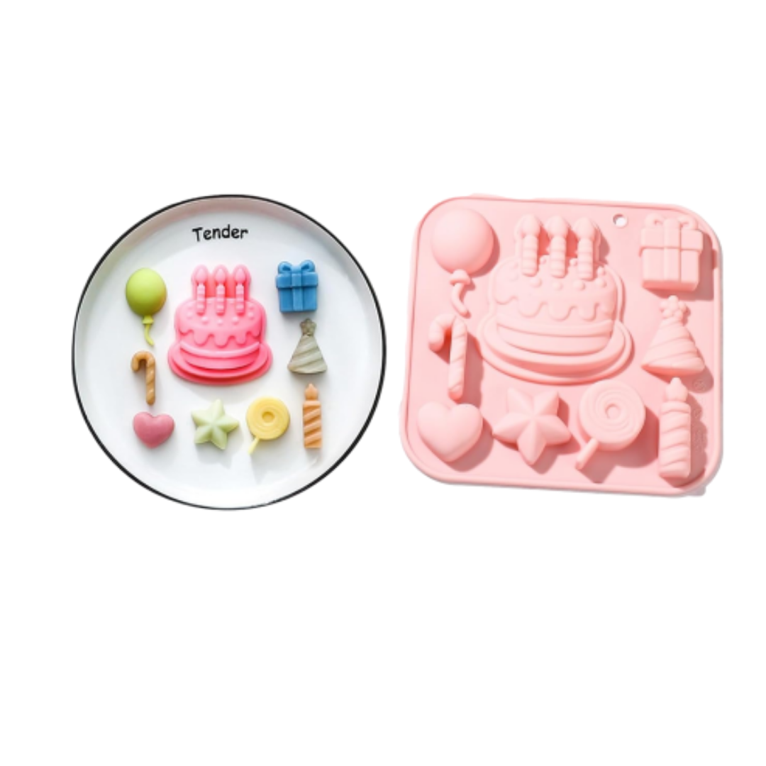 Molde silicon cumpleaños x9