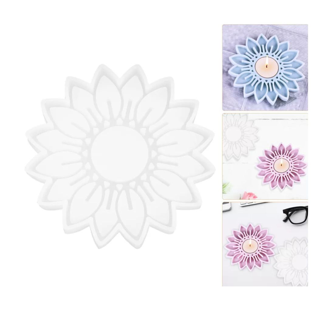 Molde silicón porta vela flor
