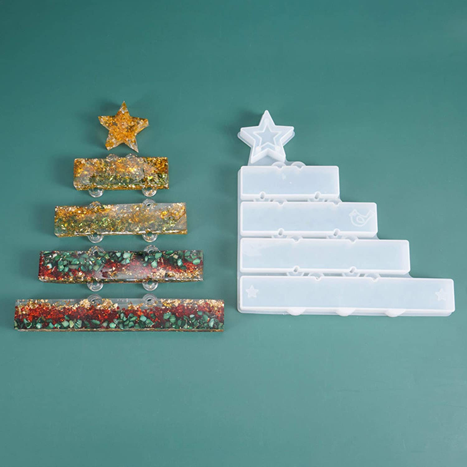 Molde silicon resina colgador estrella x4