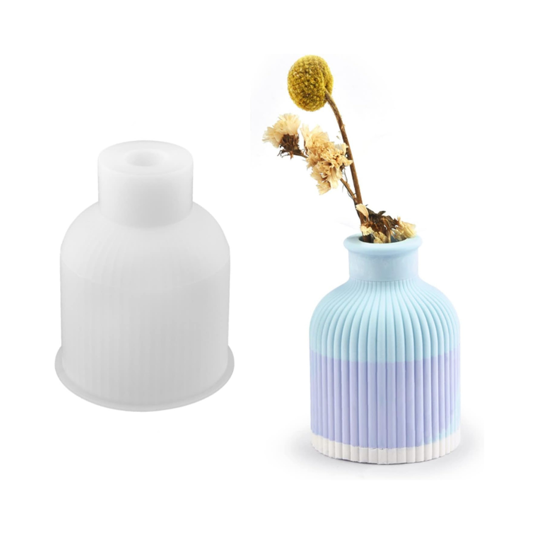 Molde silicón resina jarroncito líneas 003