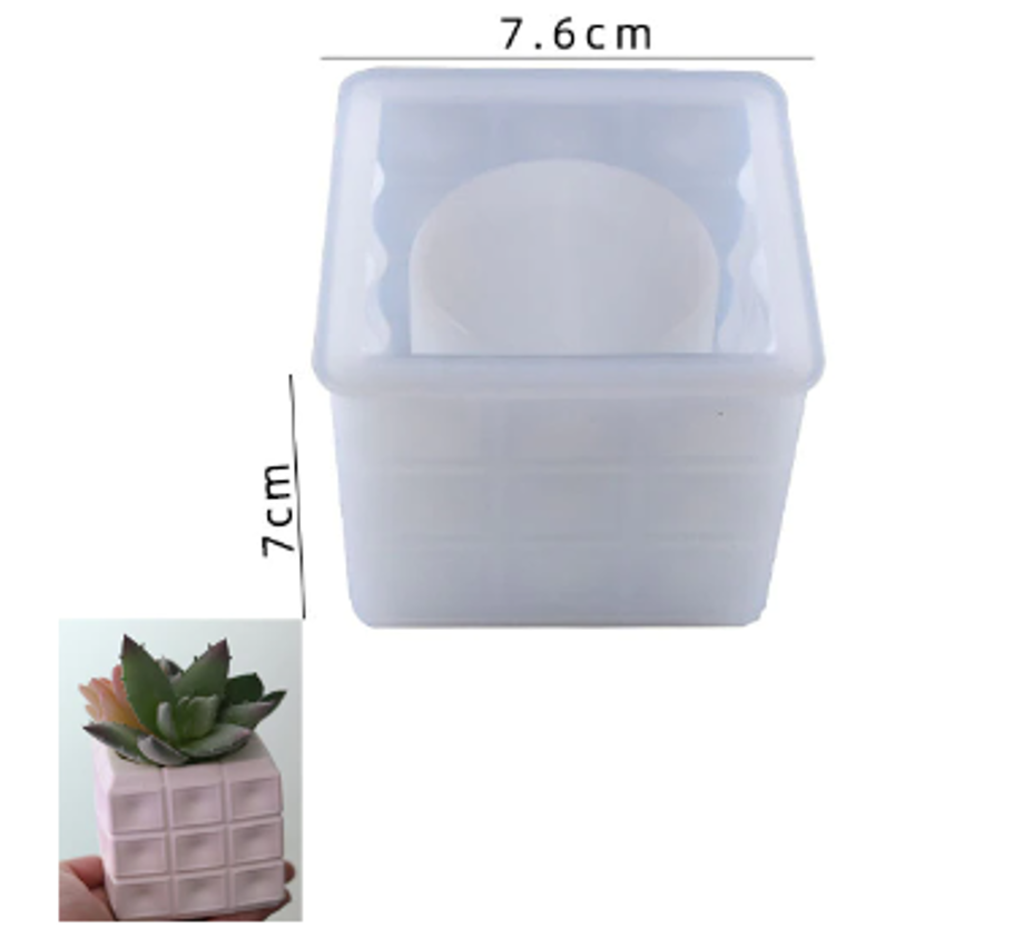 Molde silicón resina Maceta cuadrada diseño