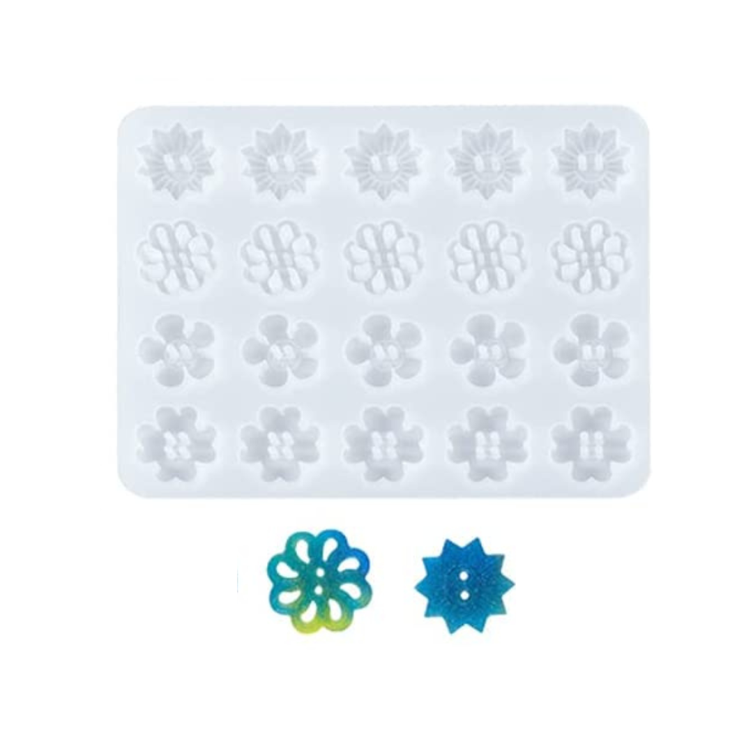 Molde silicon resina Botones flores x20