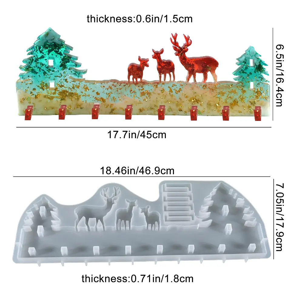 Miniatura: Molde silicón resina Colgador navideño  reno