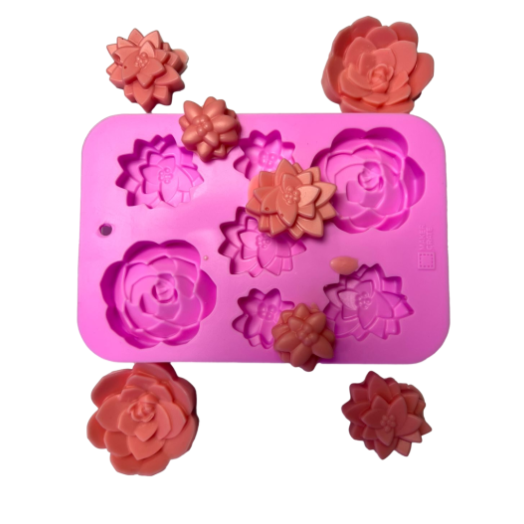 Molde silicon rosas flor x7