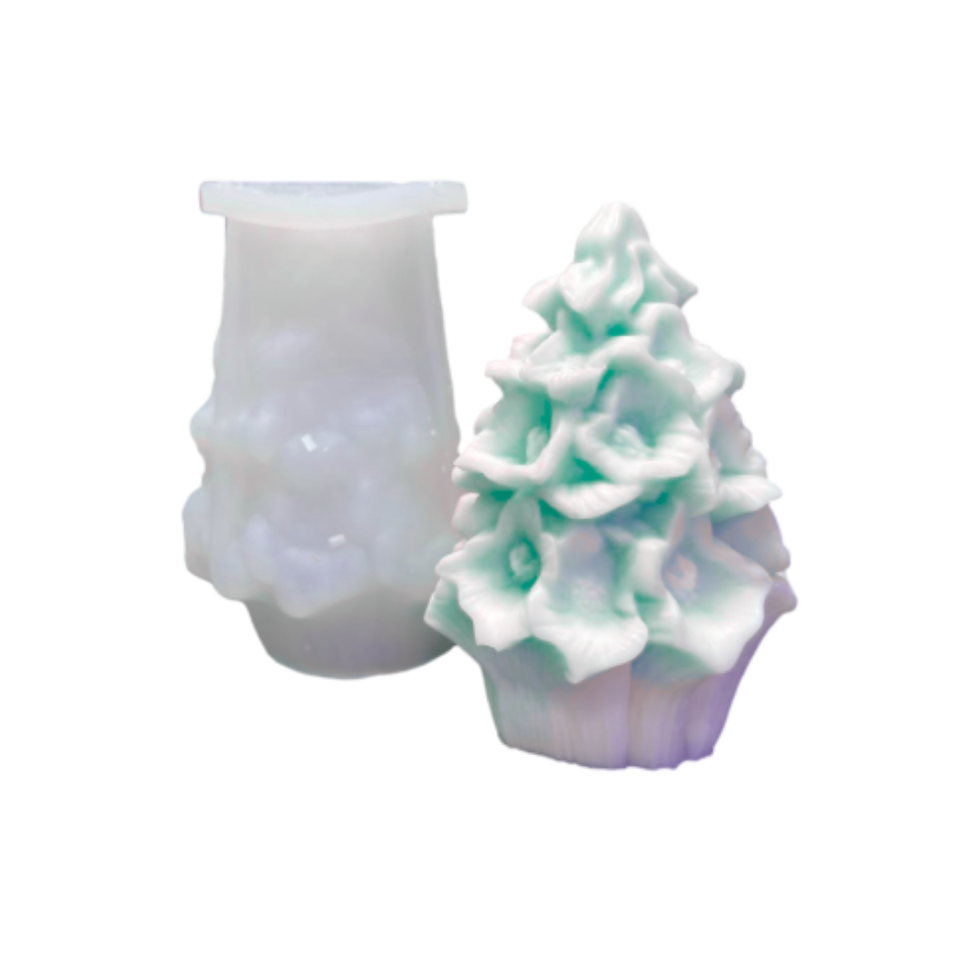 Molde silicon vela arbol flores