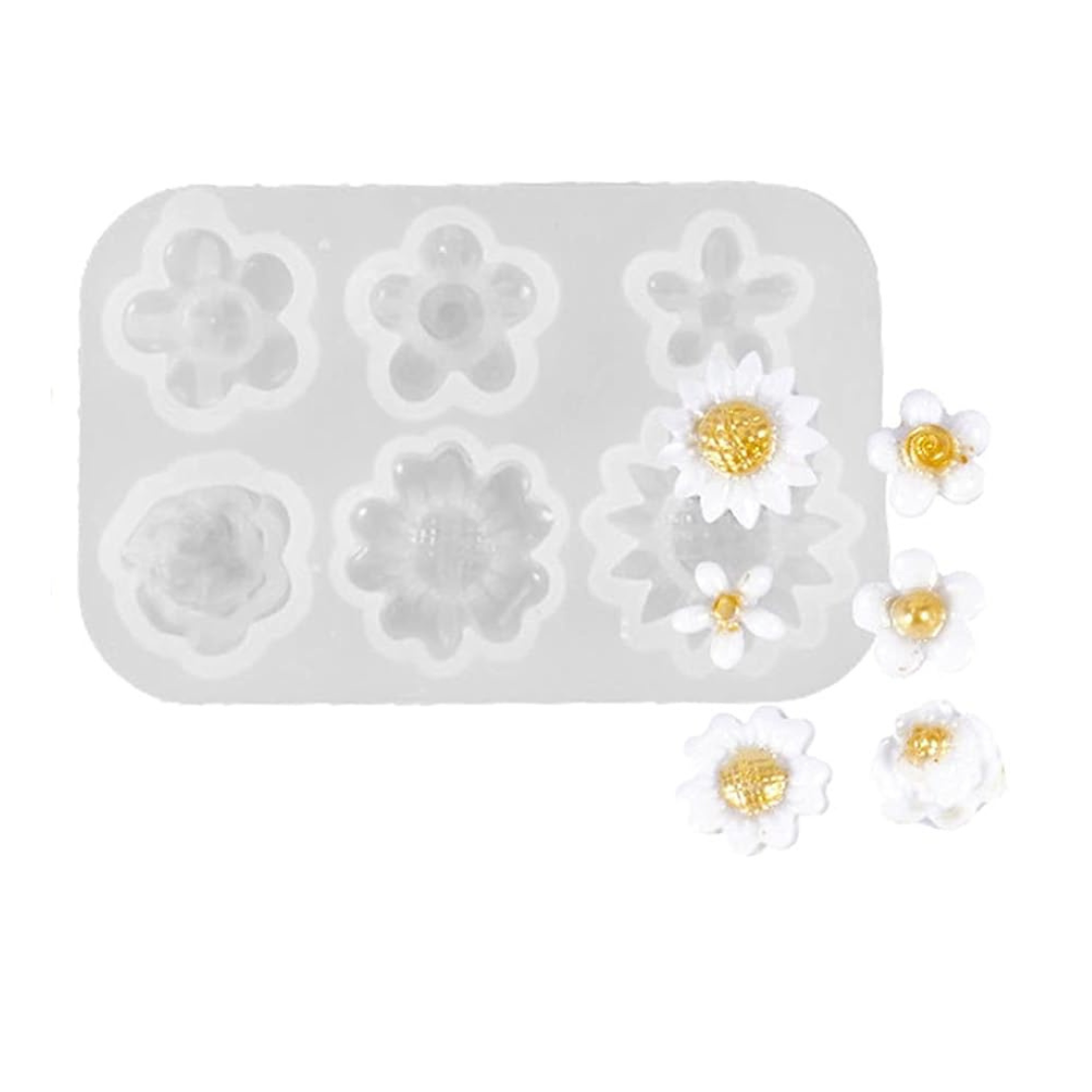 Molde silicón resina Flores margarita x6