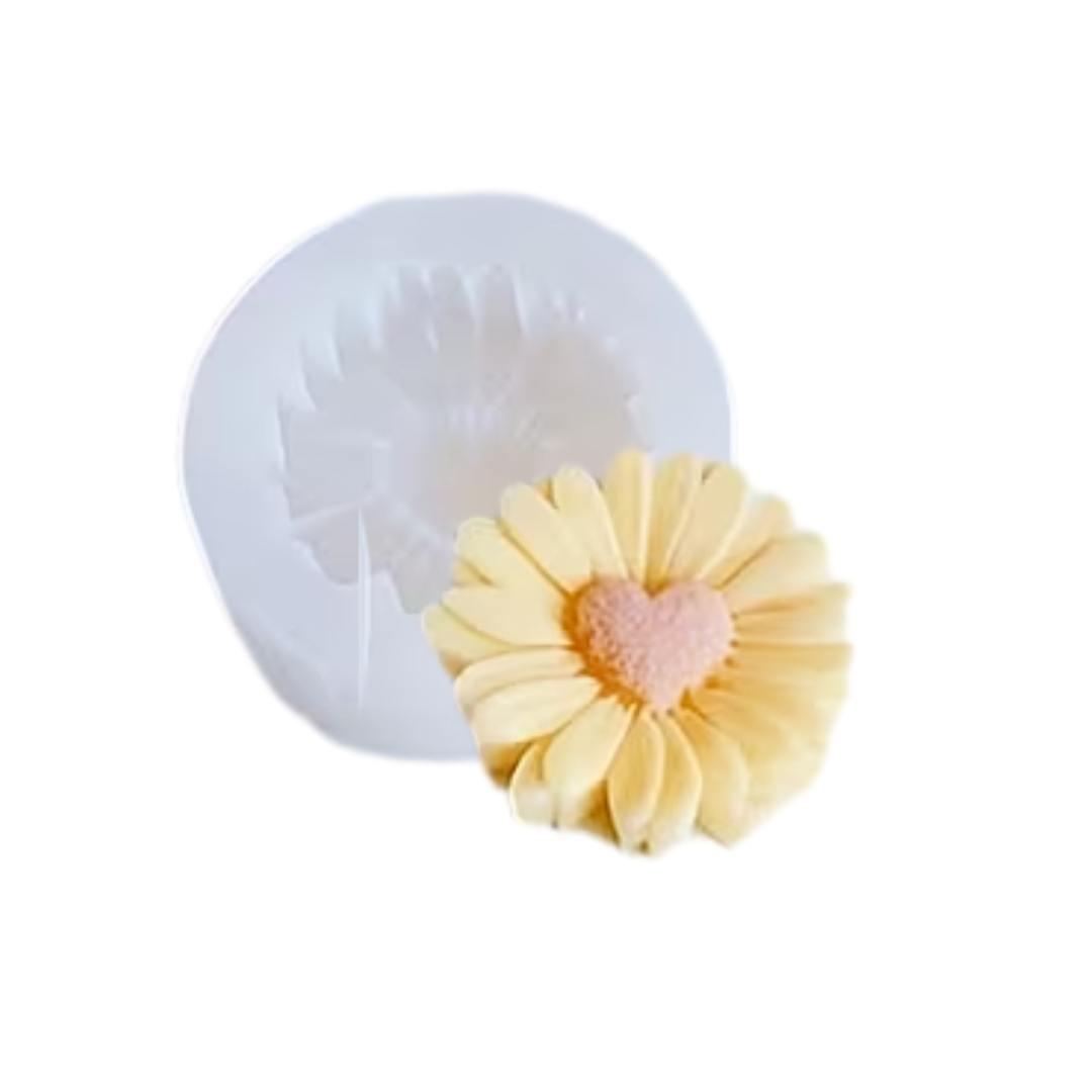Molde silicón vela margarita pétalos corazón #16310