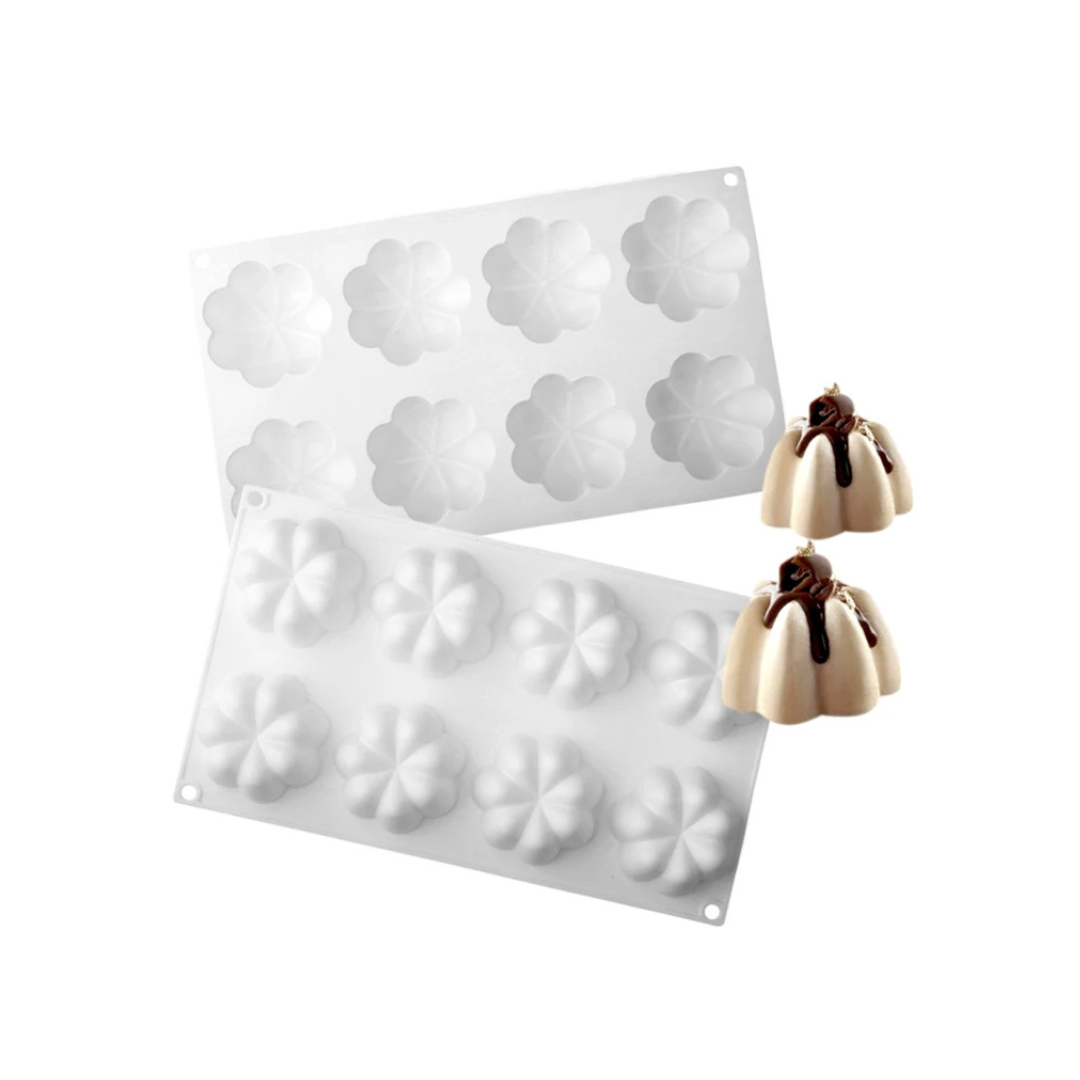 Molde silicón flor mousse x8