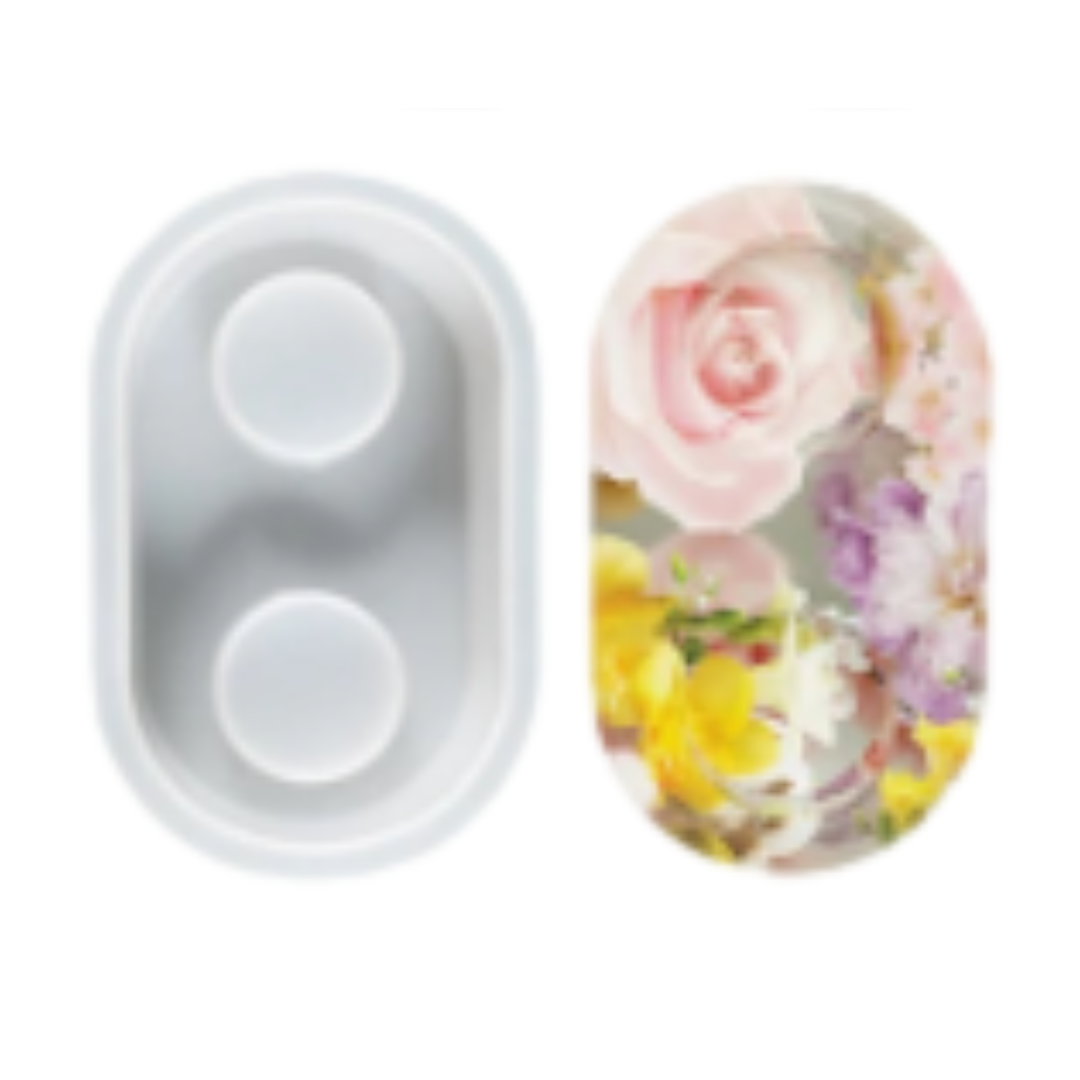 Molde silicón resina Porta vela ovalado x2