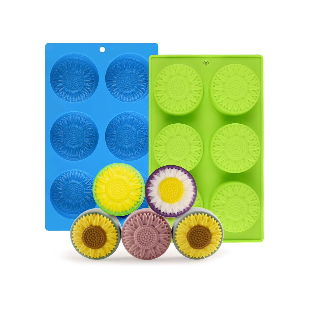 Molde silicón jabón girasol x6