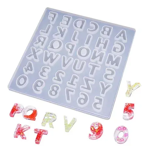 Molde silicon resina alfabetico 13x13cm reverso