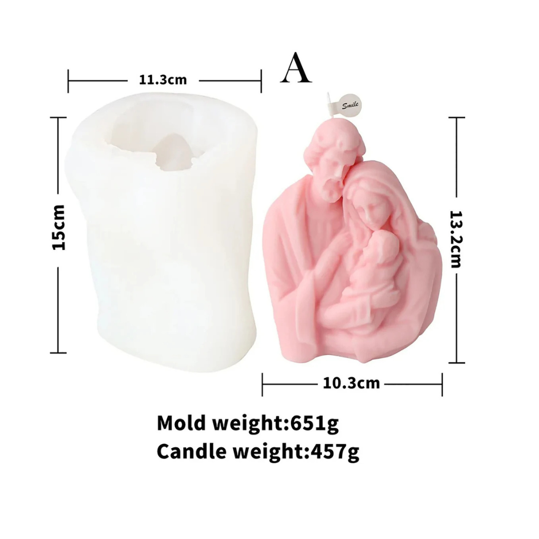 Molde silicón vela sagrada familia 15cm