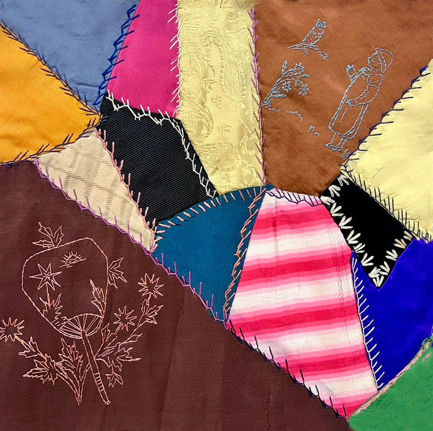 Victorian Kate Greenaway Embroidered Crazy Quilt Square (VCQ17)