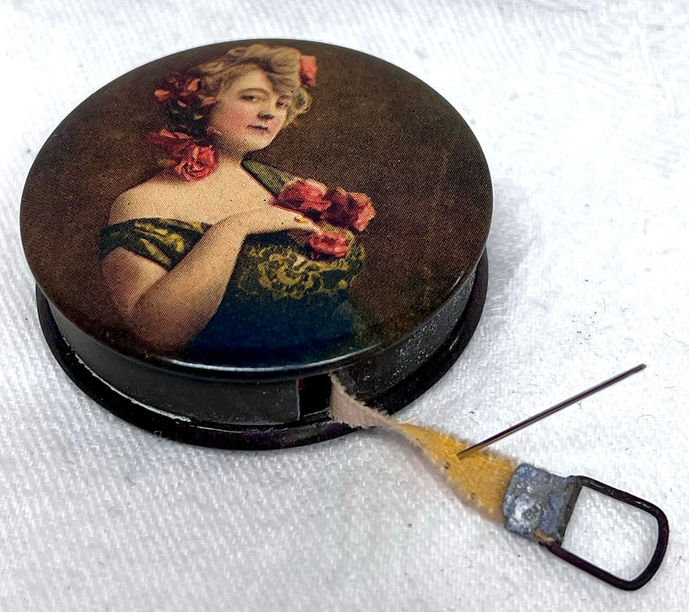 Thumbnail: Antique Retractable Fabric Measuring Tape (VST7)
