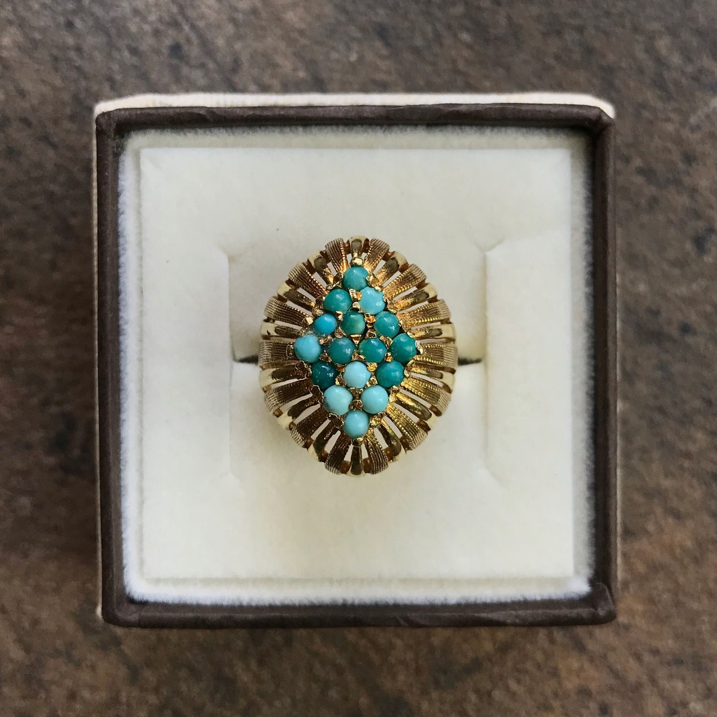 Złoty pierścień pierścionek turkusy sygnet r. 10