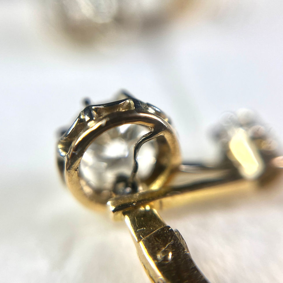 Miniatura: Złote diamentowe kolczyki bałwanki 1,53ct Francja I pół. XX wieku