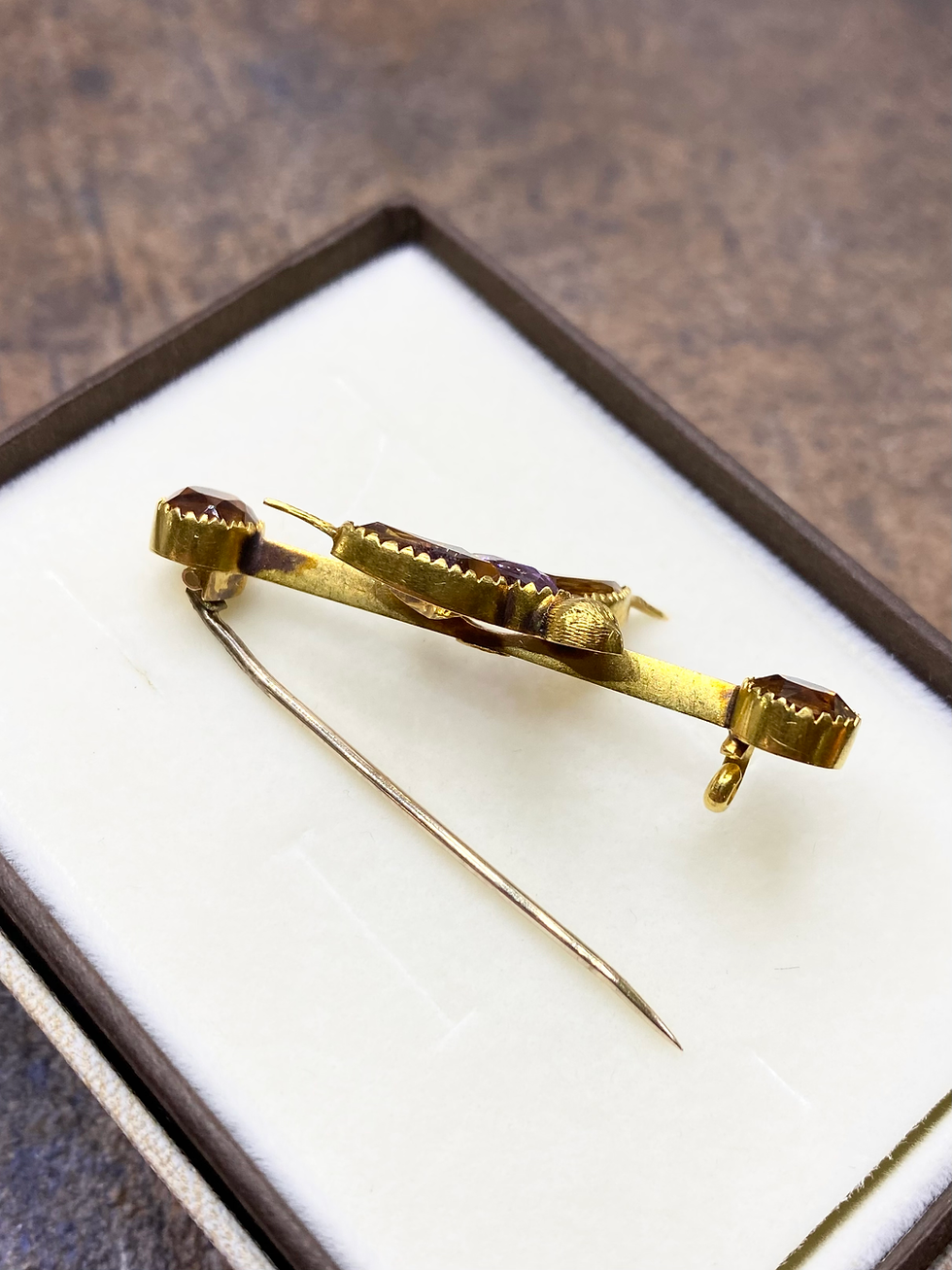 Miniatura: Złota broszka jaskółka secesja kamienie naturalne cytryn ametyst ptak 15ct