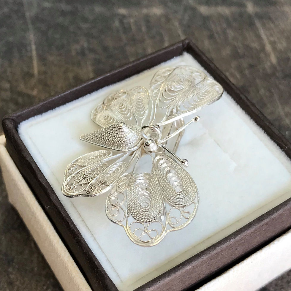 Miniatura: Srebrna brosza motyl filigran broszka zawieszka