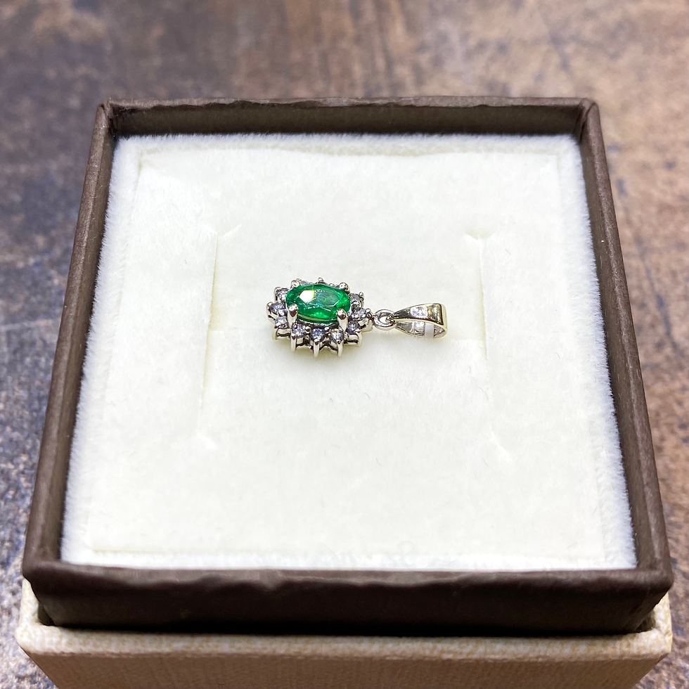 Miniatura: Złota zawieszka markiza szmaragd 0,35ct naturalny diamenty 0,12 ct owalna