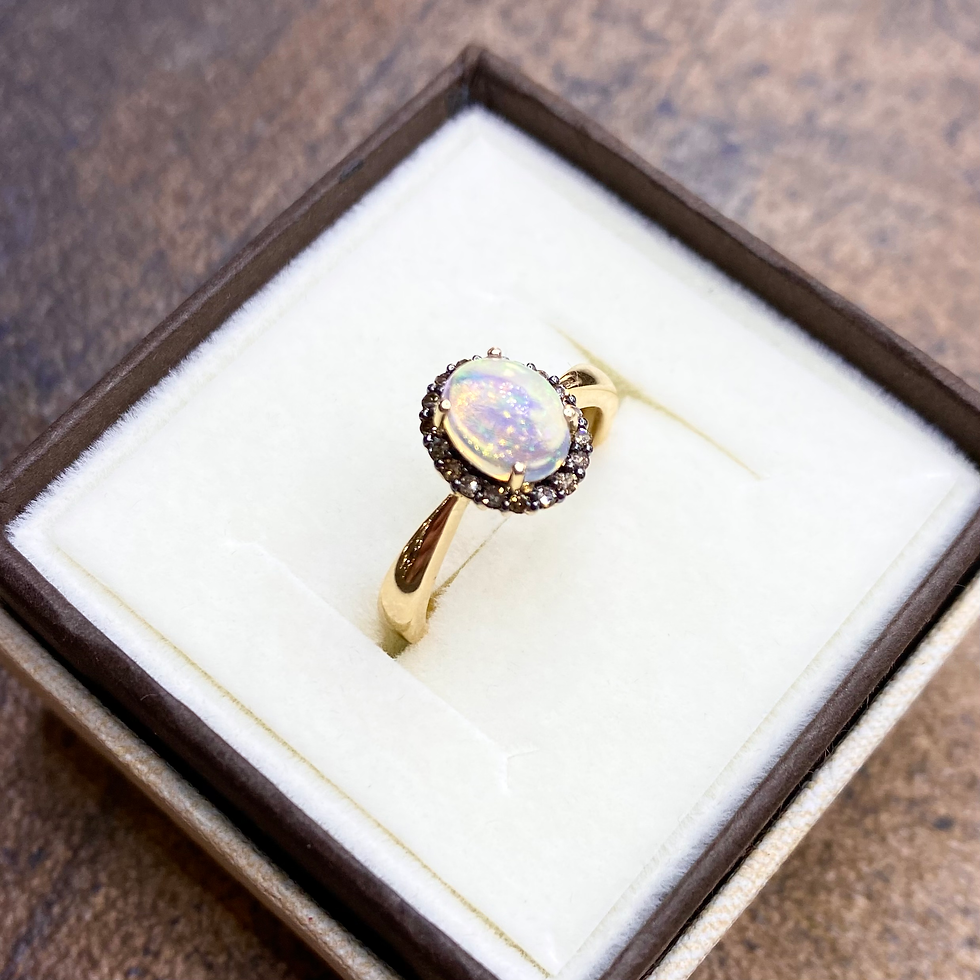 Miniatura: Złoty pierścionek markiza z opalem diamenty,  opal 0,89ct, diamenty 0,16ct