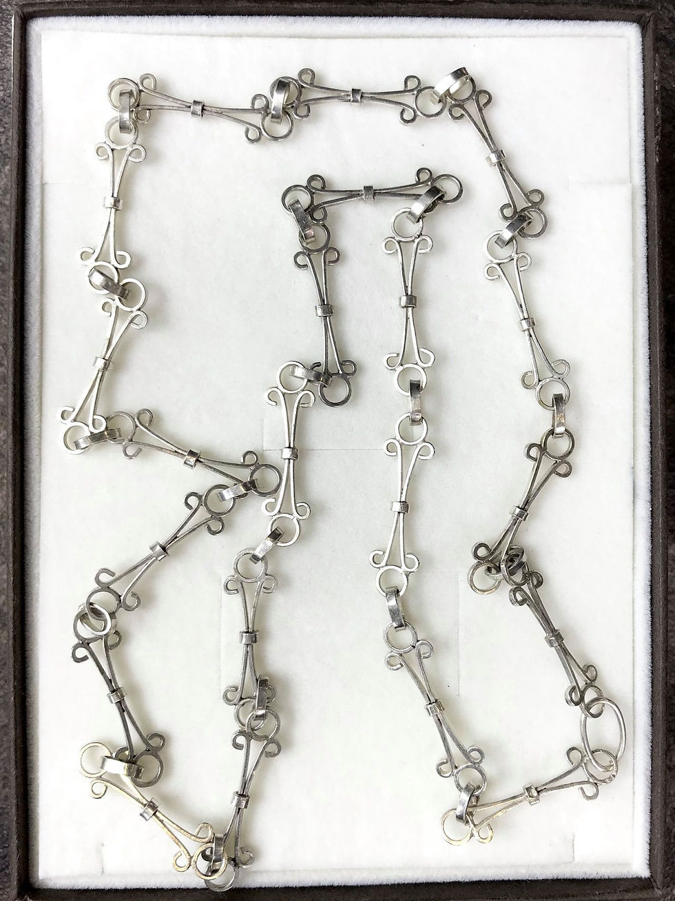 Miniatura: Srebrny naszyjnik łańcuch Juwelia artystyczny 1963