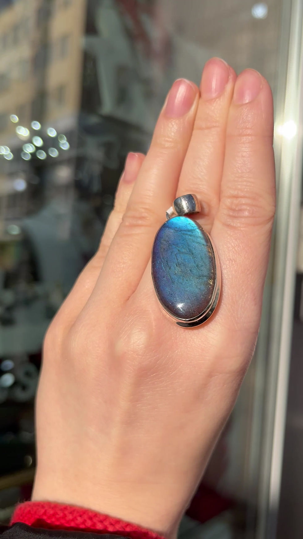 Miniatura: Srebrna zawieszka z labradorytem niebieski, owal