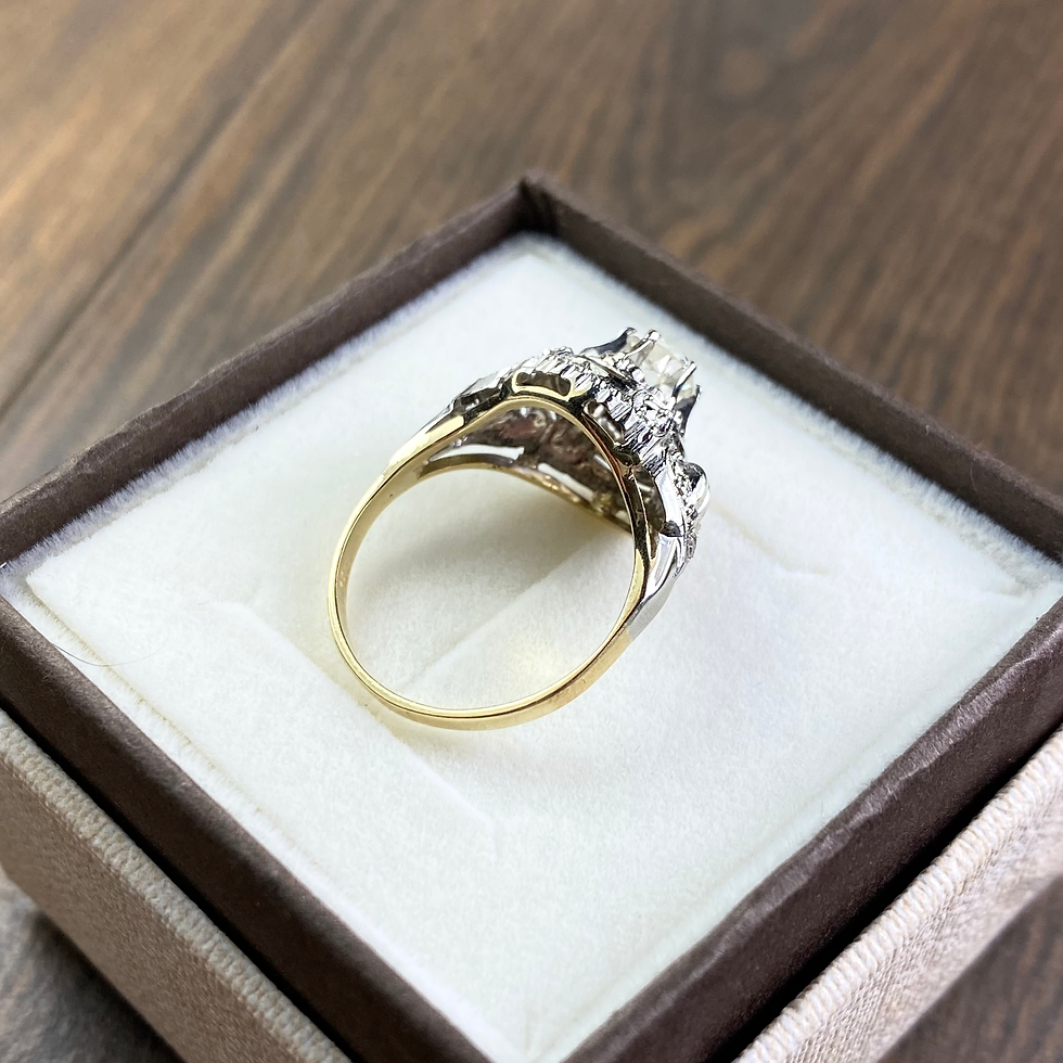 Miniatura: Złoty pierścień XX wiek diament 0,72 ct H/VS2