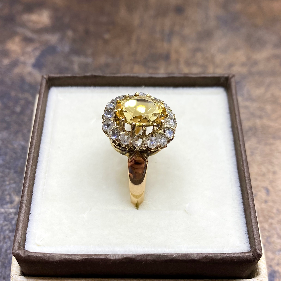 Miniatura: Złota markiza diamenty 0,38 ct cytryn ~2,58ct polskie art Deco
