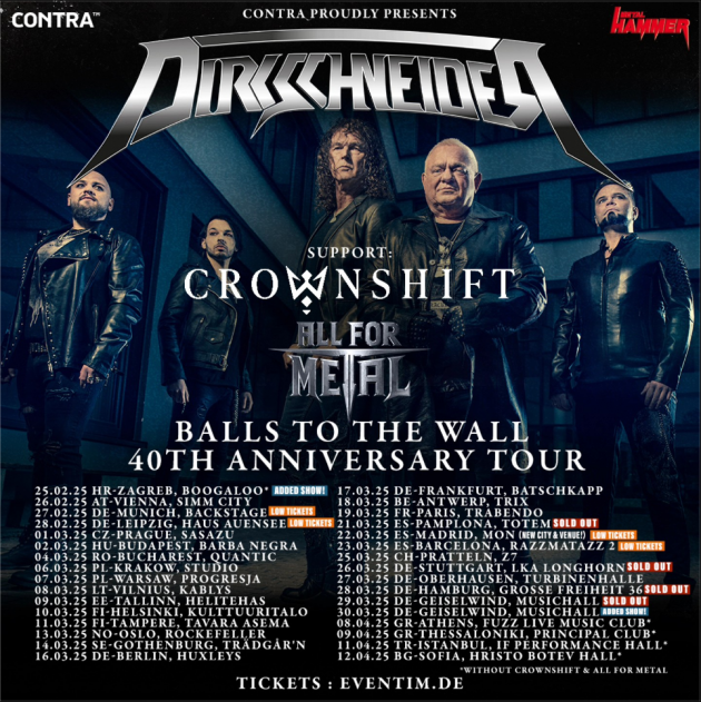 Konzertbericht: Dirkschneider - Balls to the Wall - 40th Anniversary Tour (Support: All for Metal & Crownshift)