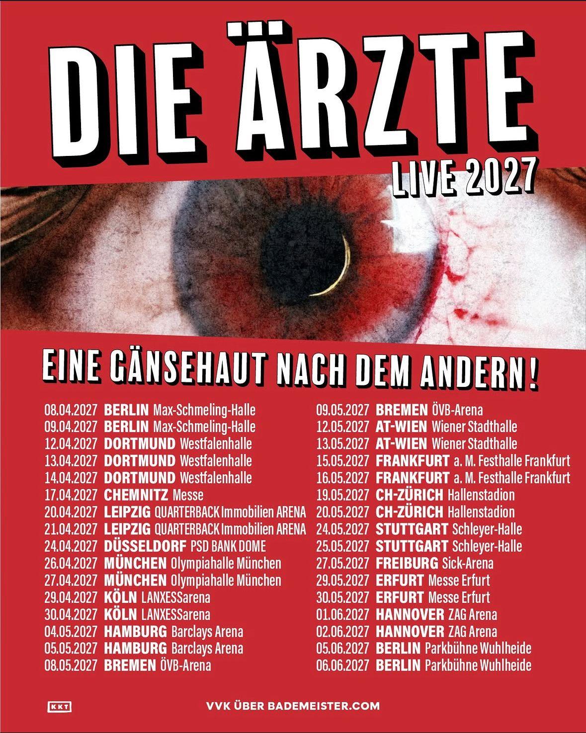 Die Ärzte kündigen „Eine Gänsehaut nach dem andern!“ – Tour 2027 an