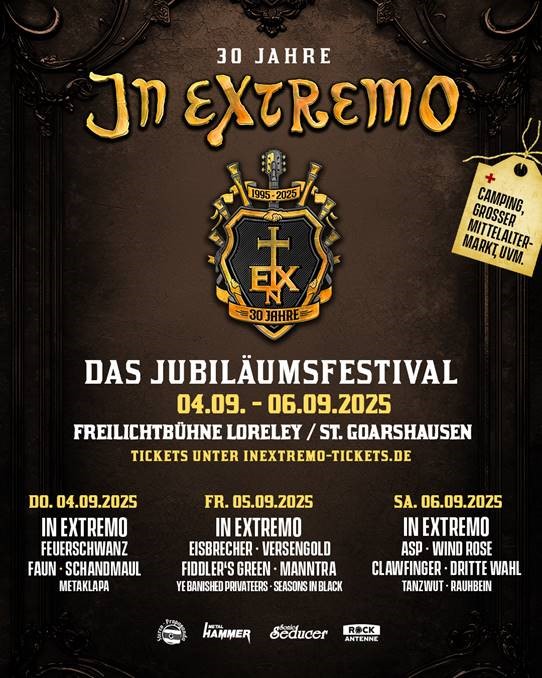 "30 Jahre IN EXTREMO – Das Jubiläumsfestival": Das Tages-Line-Up ist da!