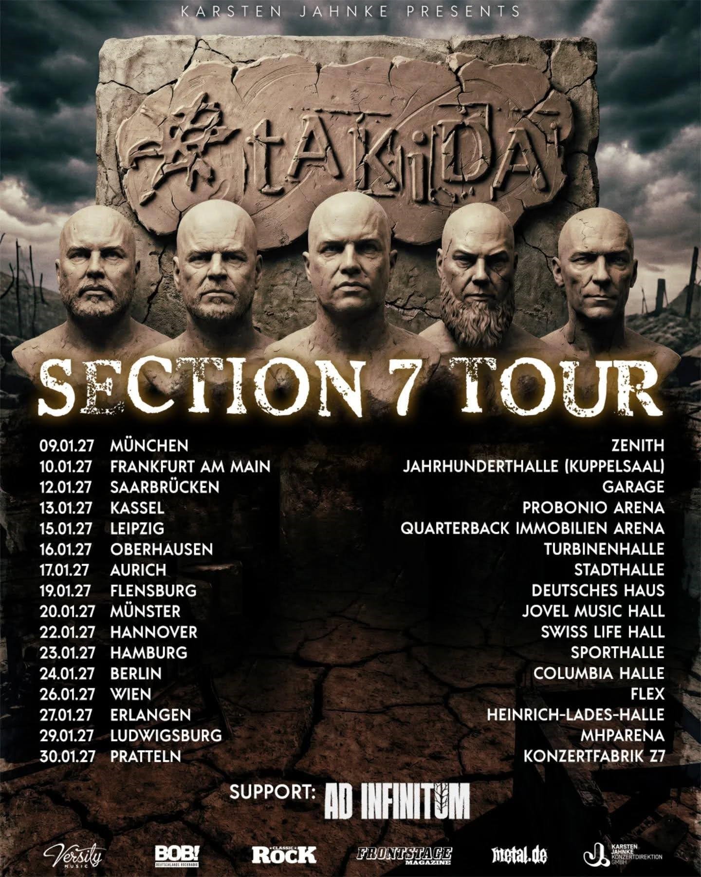 tAKiDA geben die Tourdaten für ihre Section 7 Tour bekannt