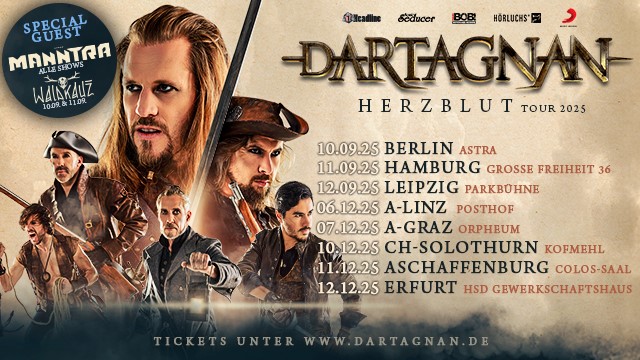 dARTAGNAN setzen ihre große „Herzblut Tour 2025“ im September fort