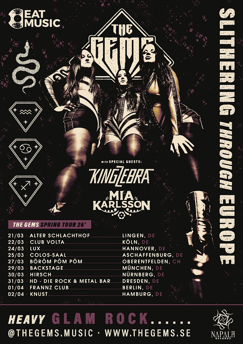 King Zebra begleiten The Gems auf „Slithering Through Europe“-Tour