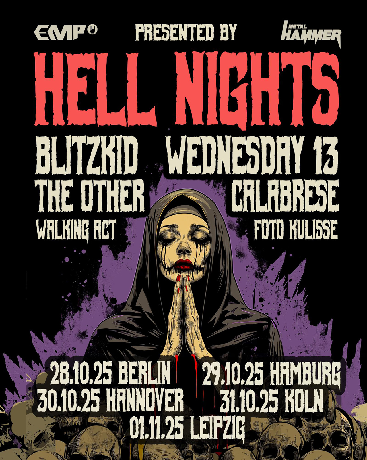 Hell Nights Tour 2025 – Horror, Humor & harte Riffs in der Faust Hannover