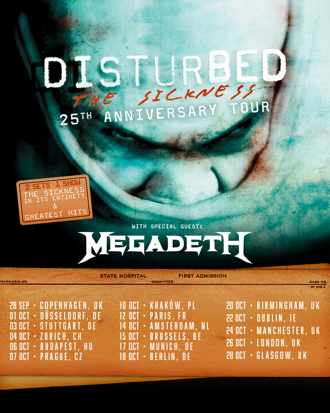 DISTURBED: "The Sickness 25th Anniversary Tour" Special Guest: Megadeth