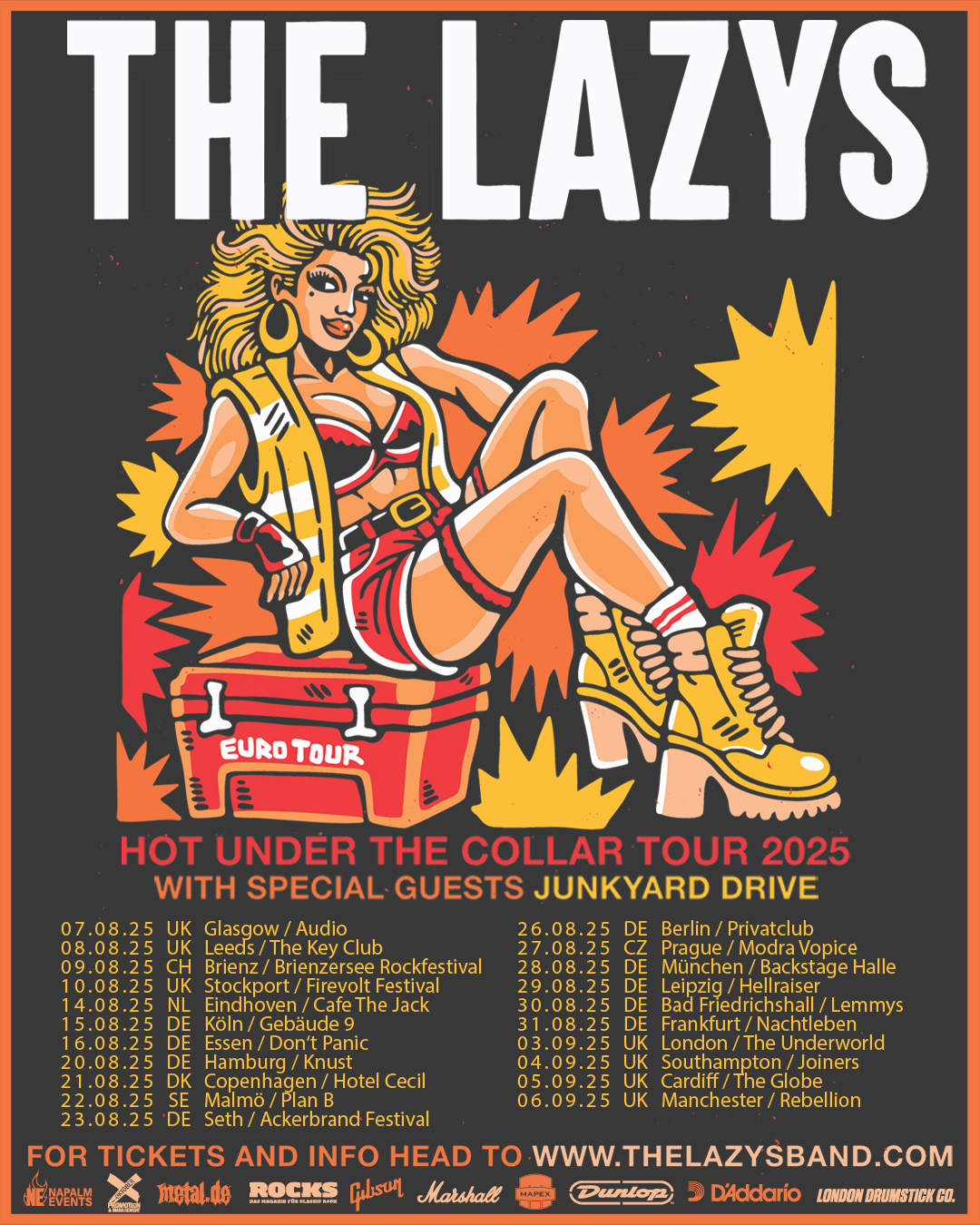 THE LAZYS kündigen „Hot Under The Collar“ EU-Tour mit Special Guests JUNKYARD DRIVE an!