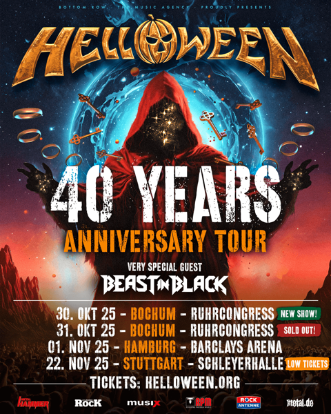 HELLOWEEN kündigen Zusatzshow in Bochum ihrer Jubiläums-Welttournee 2025/2026 an!