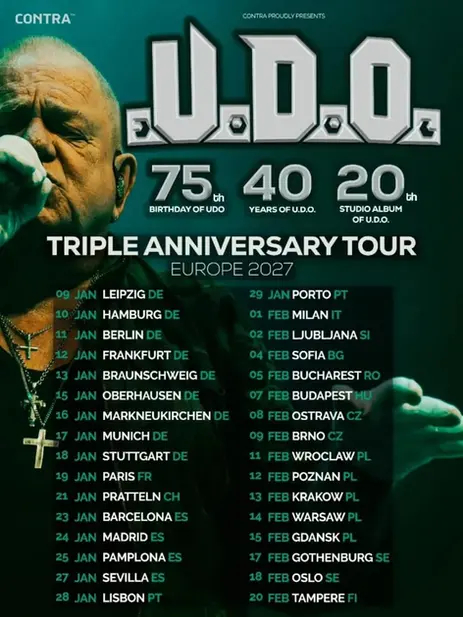 U.D.O. kündigen „Triple Anniversary Tour 2027“ an