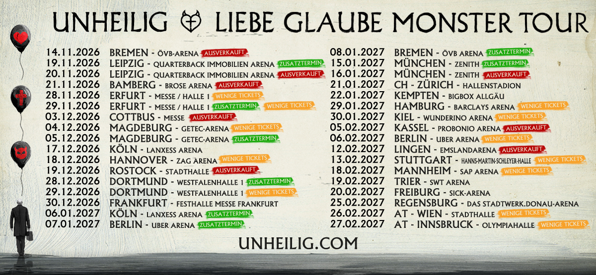 Unheilig bringen „Liebe Glaube Monster“ auf große Arena-Tour