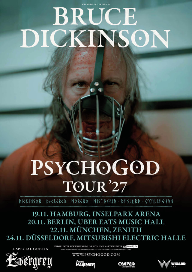 Bruce Dickinson PsychoGod Tour 2027: Vier Shows in Deutschland