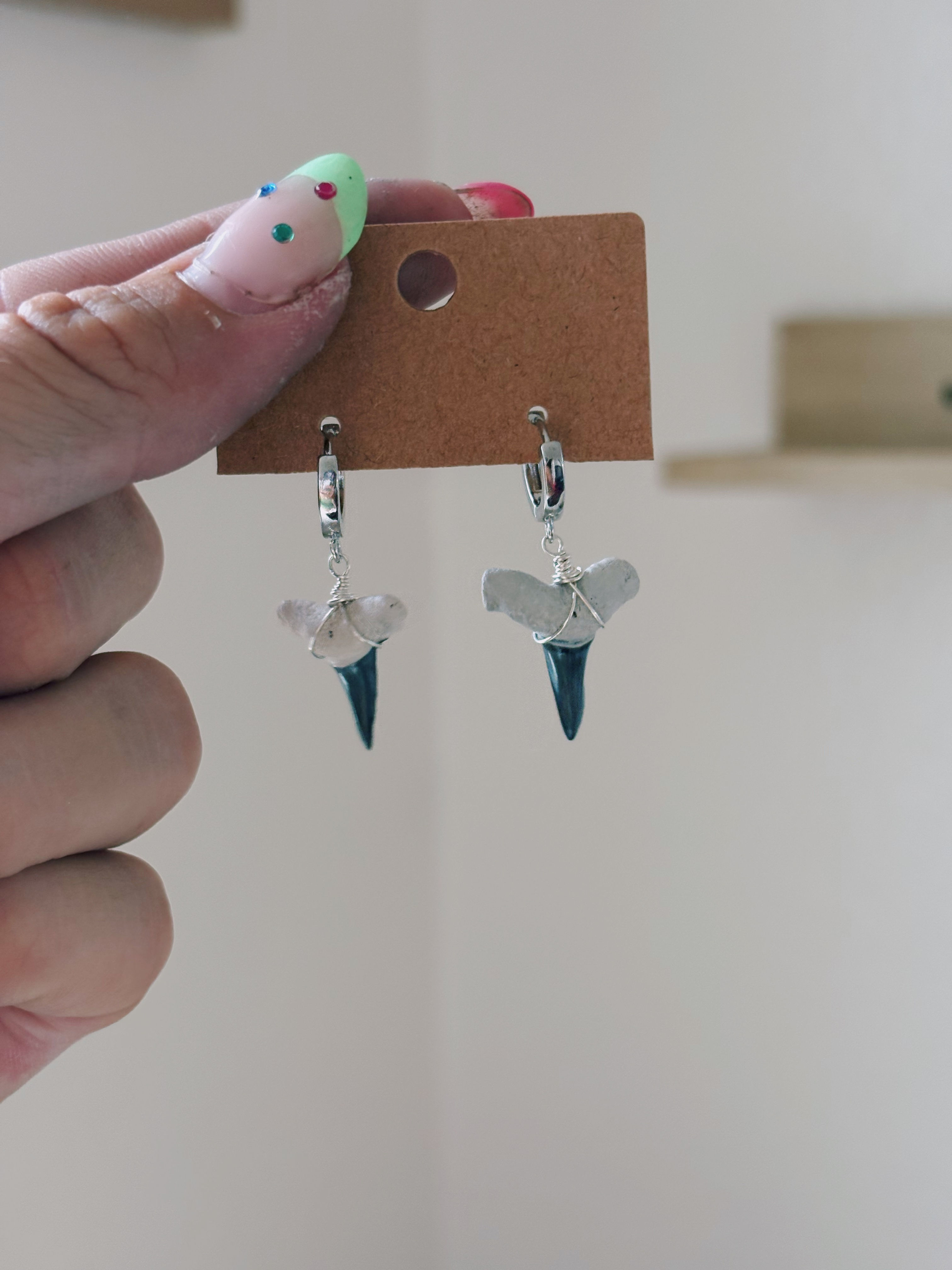 Silver shark teeth Earrings