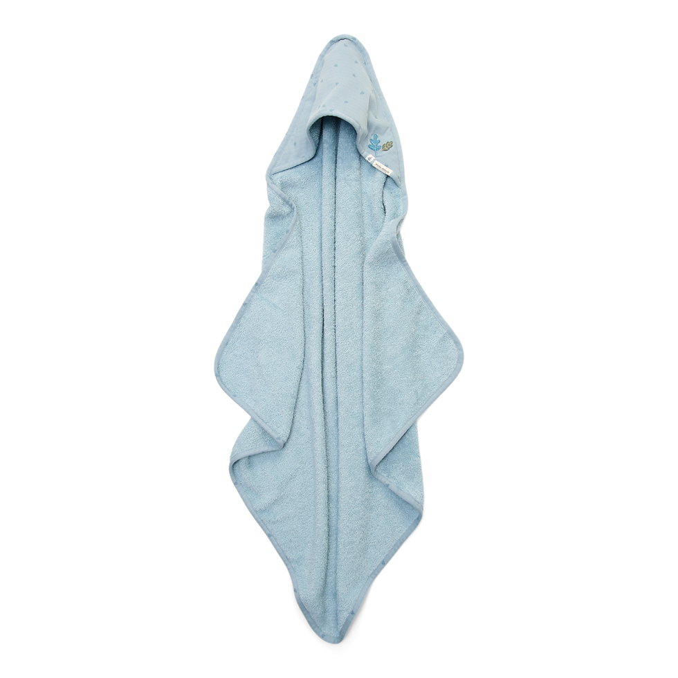 الصورة المصغرة: Embroidered Hooded Towel 100×100 cm | Denim Blue