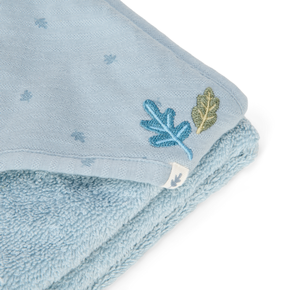 الصورة المصغرة: Embroidered Hooded Towel 100×100 cm | Denim Blue