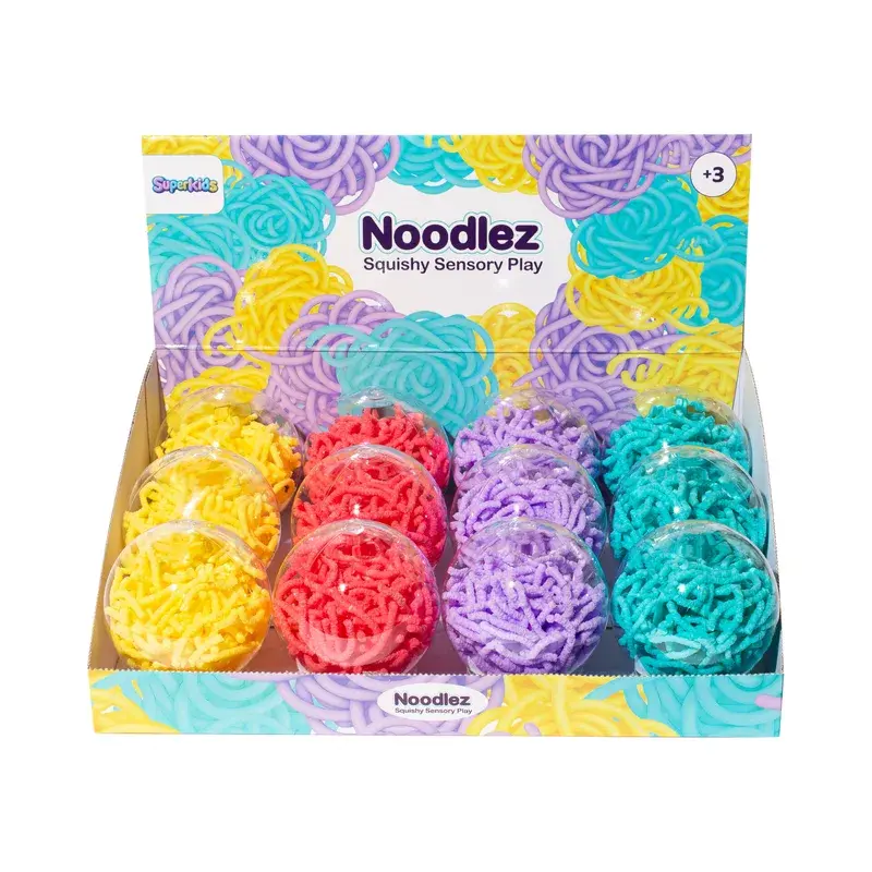 תמונה ממוזערת: Noodlez – משחק סנסורי נודלס – קופסה עגולה 50 גרם – אדום/ סגול/ צהוב/ טורקיז