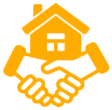Handshake under house icon for quality bathroom renovations